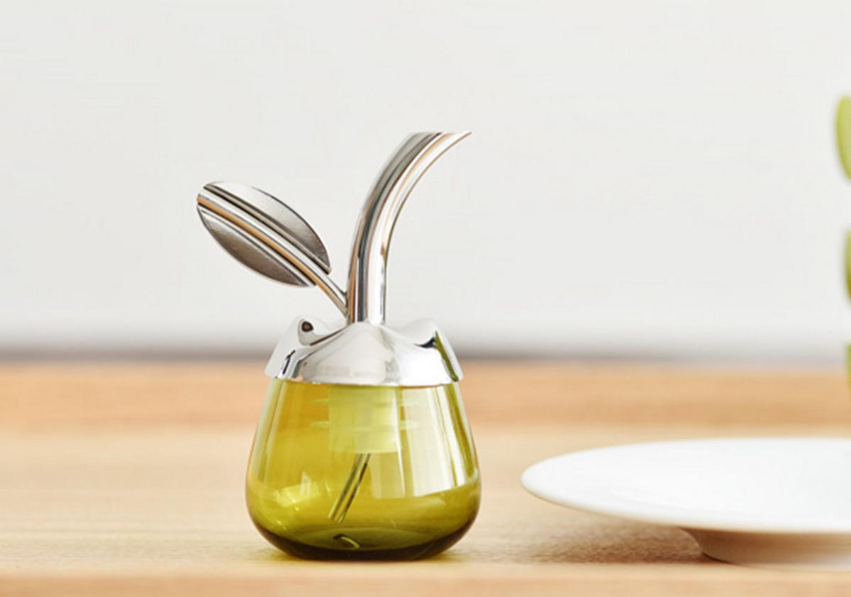 ÖLFLASCHE Fior D'Olio - MSA32 - von Marta Sansoni - Silberfarben, Metall (5/9/6cm) - Alessi