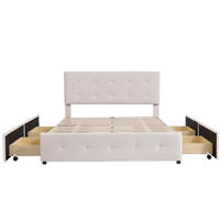 POLSTERBETT 140/200 cm in Beige mit 4 Schubladen und Lattenrost - Beige, Holzwerkstoff/Textil (140/200cm) - STILVORA