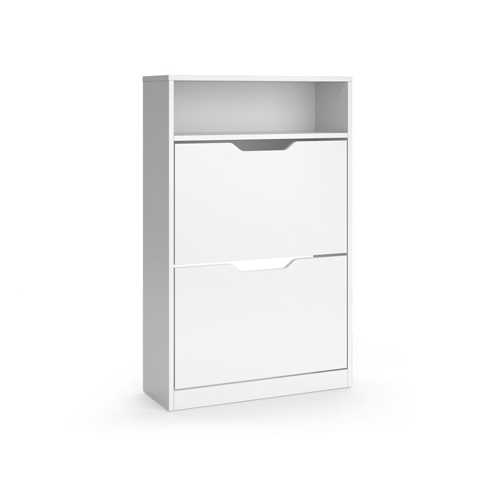 SCHUHKIPPER Luca, Weiß, 59 x 94 cm mit 2 Kippfächern - Weiß, Holzwerkstoff (59/94/22cm) - Vicco