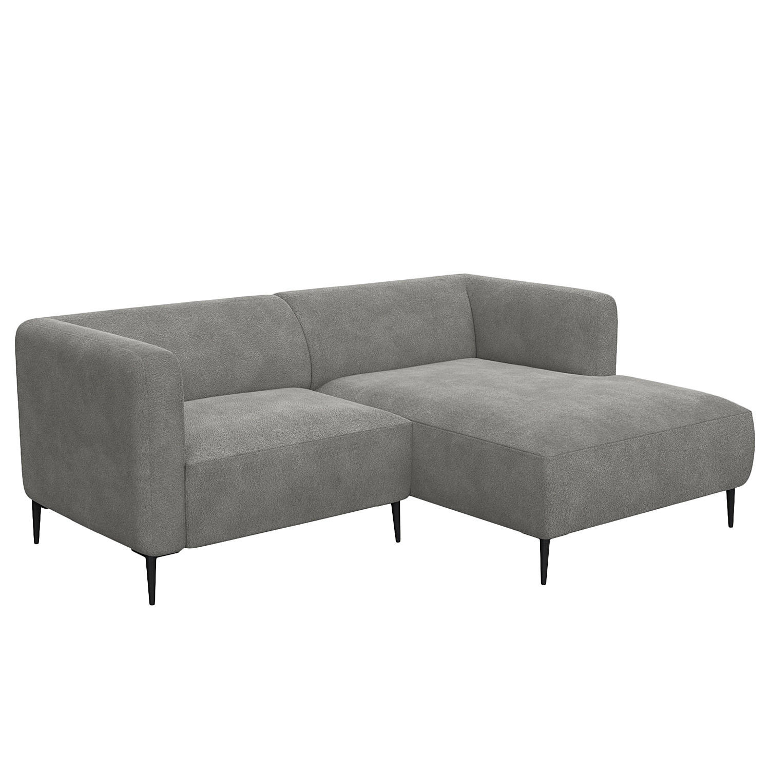 1,5-SITZER ECKSOFA mit Longchair - Schwarz/Grau, Textil/Metall (211/148cm) - home24