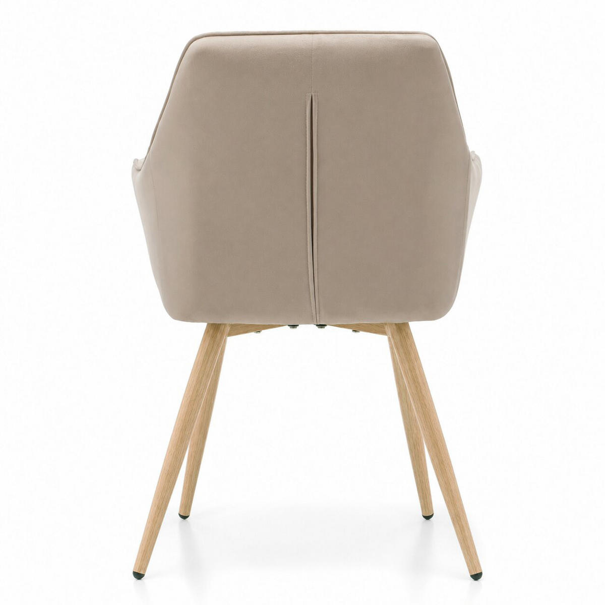 STUHL PASSO gepolstert mit Steppung - beige, Beine in Holzoptik - Samt Velours - Ecru/Eichefarben, Textil/Metall (58/87/60cm) - NEW HOME