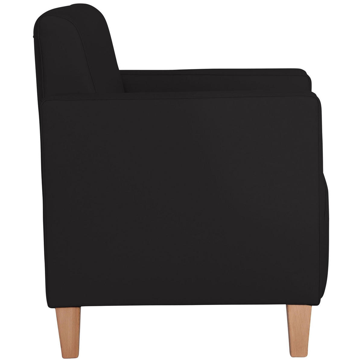 SESSEL Karol Bezug Kunstleder Buche natur / schwarz - Schwarz, Kunststoff (71/81/70cm) - 58aufmkessel