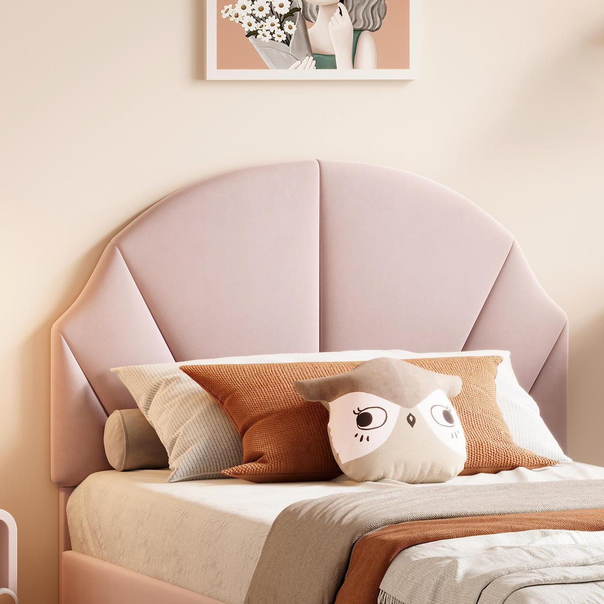 KINDERBETT 90x200 cm verstellbares Kopfteil rosa - Rosa, Holz (90/200cm) - LEBENLANG