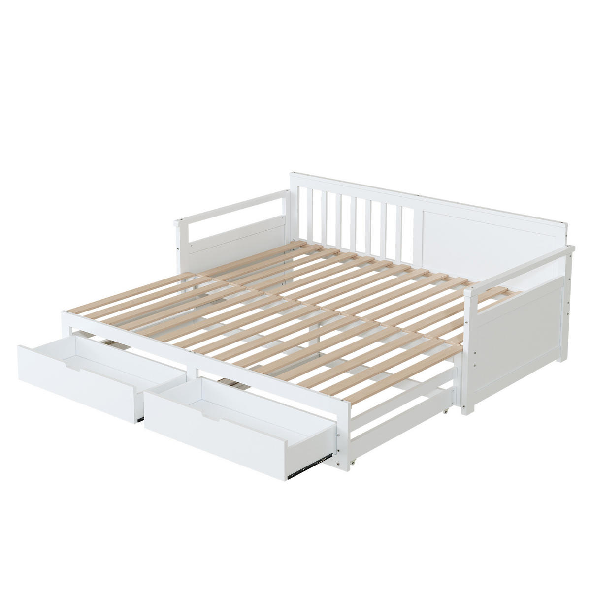 TAGESBETT 90/180/190 cm Weiß mit Schubladen und Ausziehbett - Weiß, Holz (180/190cm) - OKWISH