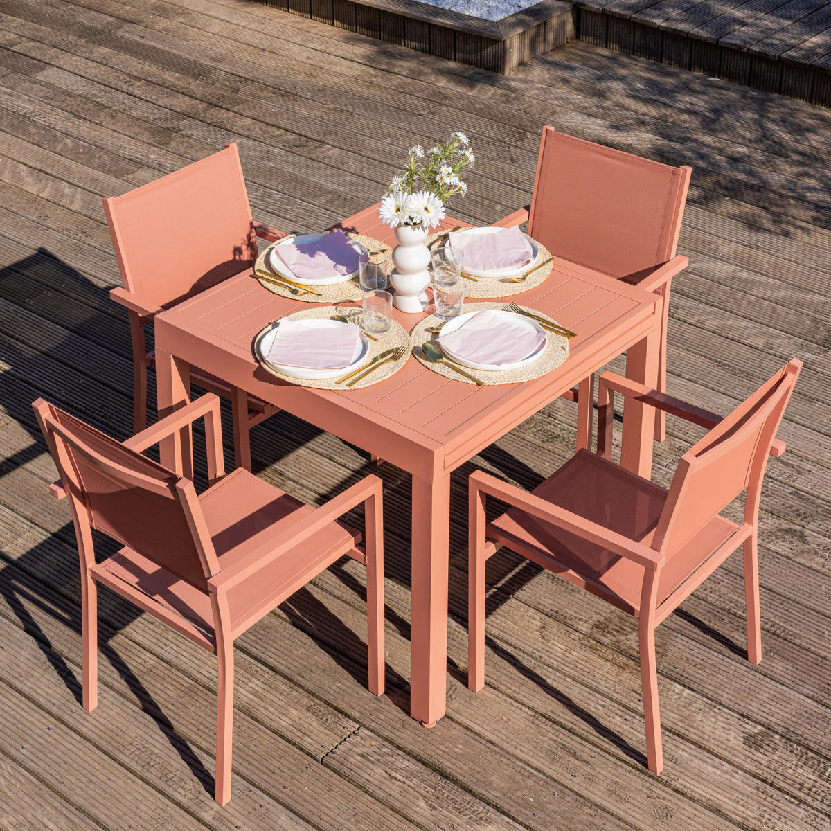 GARTENMÖBEL Venezia Terracotta 90/180 cm 8 Plätze - Orange, Metall - Happy Garden