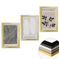 WANDBILDER 3er Set - 20x30 cm Goldrahmen - Pflanzenmuster und Linien - Goldfarben, Kunststoff (20/30cm) - ArtPrintCave