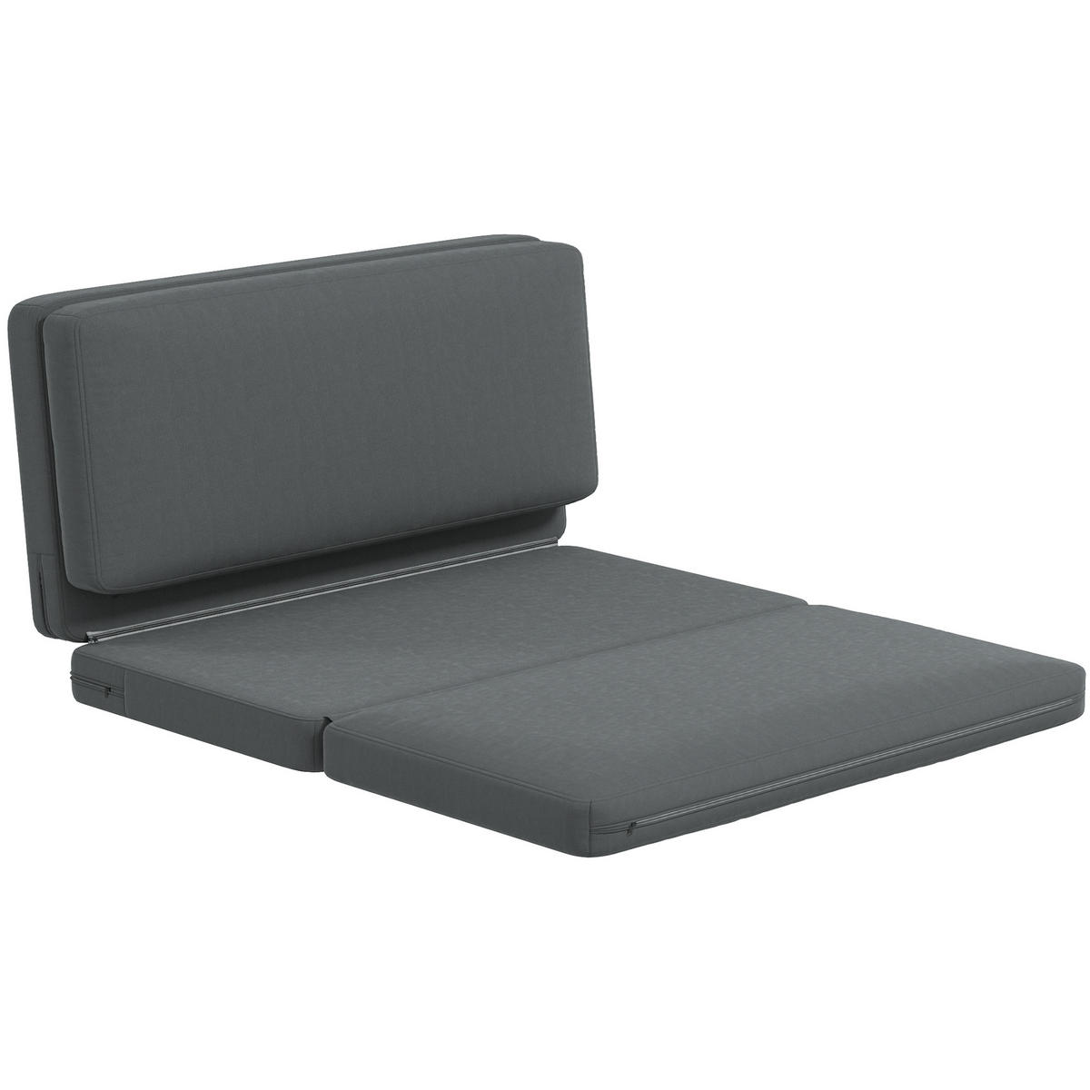 3-IN-1 FALTBARER RELAXSESSEL DE-06465 Gästematratze, teilbar, Dunkelgrau - Dunkelgrau, Holz/Textil (138/10/270cm) - ComfortXL