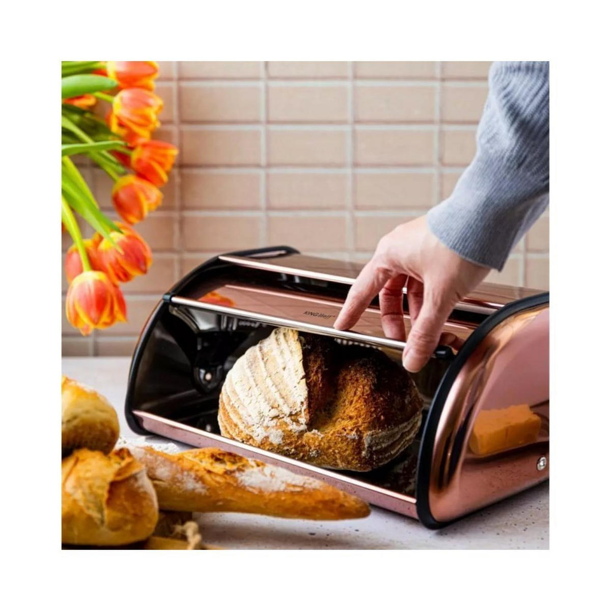 BROTKASTEN Rosa 36/24/15 cm KH1840 - Pink, Metall (24/15/36cm) - Kinghoff 