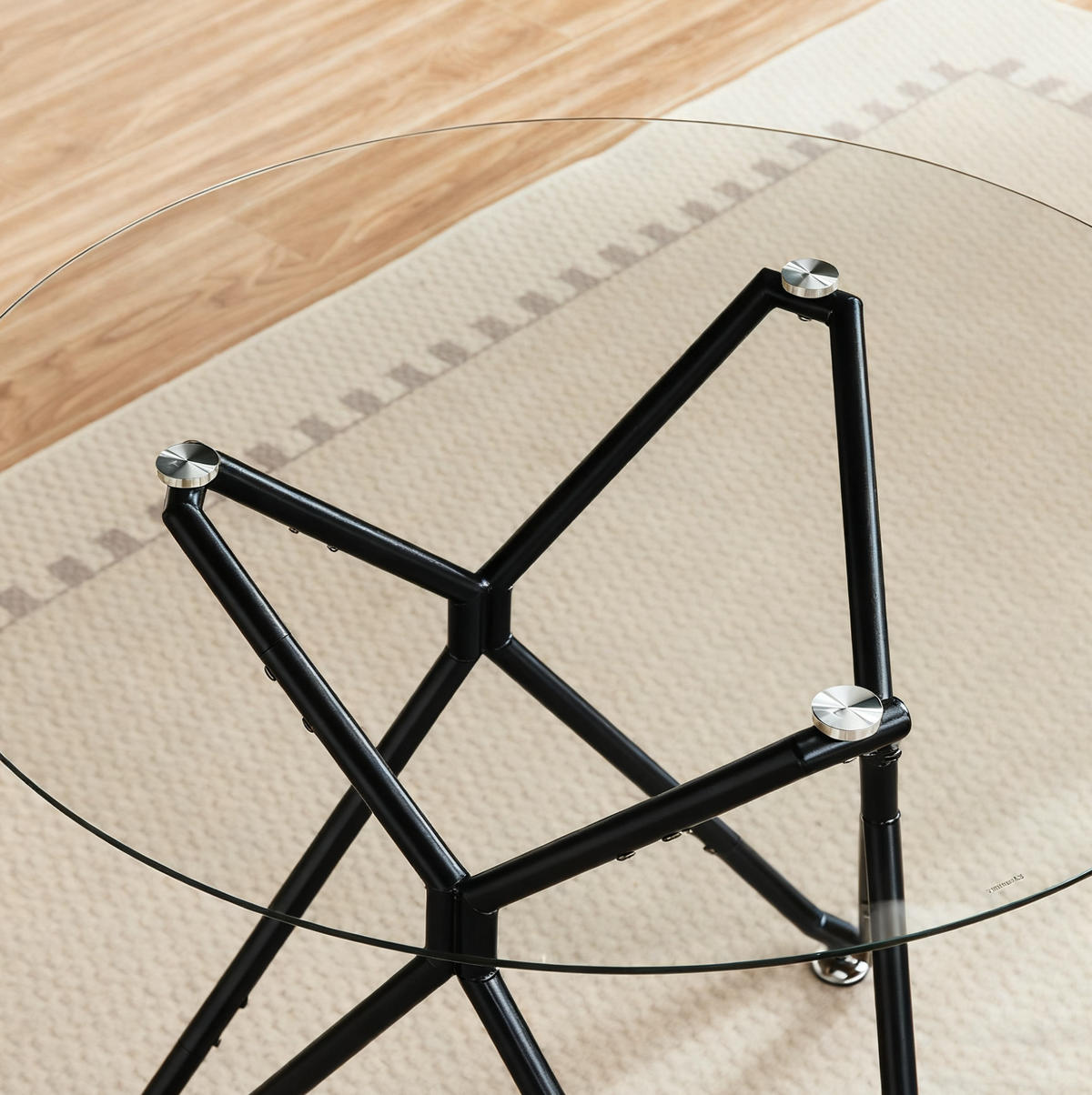 ESSTISCH rund 90 cm Glas Metall Schwarz - Schwarz, Metall (90/90/78cm) - Meubliv