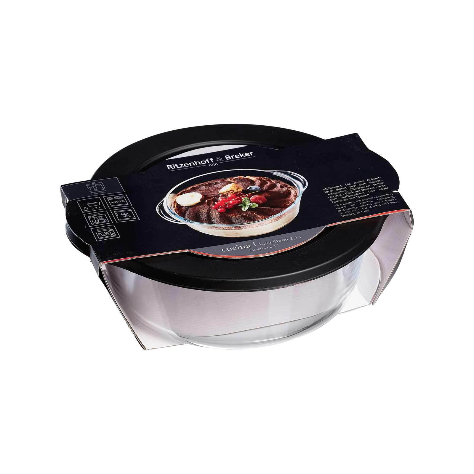 AUFLAUFFORM MIT FRISCHHALTEDECKEL Cucina schwarz 2,1 Liter - Schwarz, Glas (26/23/9cm) - Ritzenhoff Breker