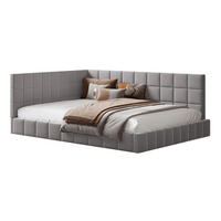 SAMT-POLSTERBETT 140/200 cm inkl. Lattenrost in Grau mit gepolstertem Kopfteil - Grau, Leder (140/200cm) - BEAOK