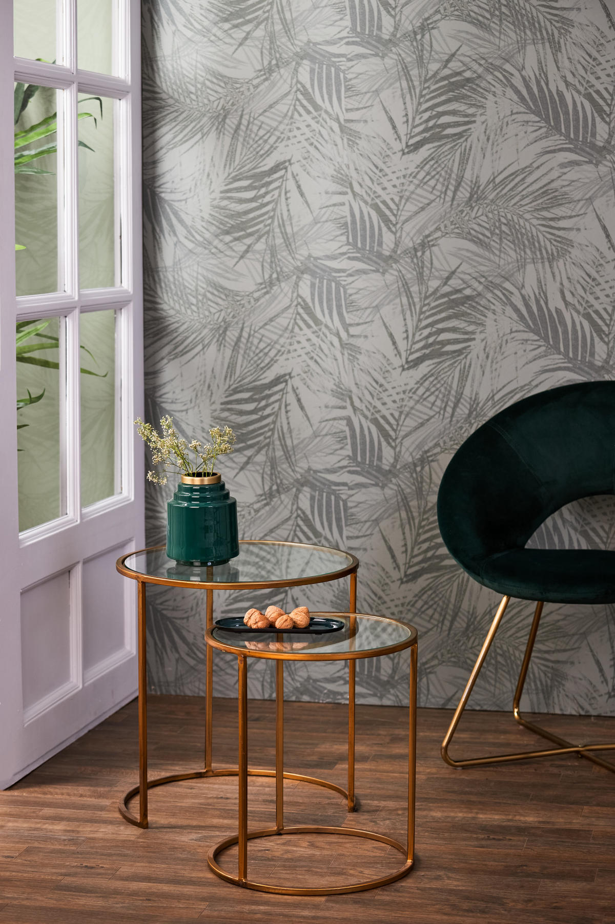 BEISTELLTISCH Duarte Gold Ø50/52 cm 2er-Set - Klar/Goldfarben, Metall (50/50/52cm) - Light & Living
