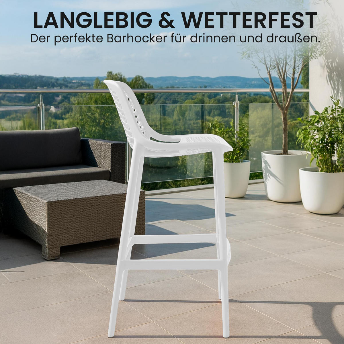 BARHOCKER 2er Set Kunststoff Weiß - Weiß, Kunststoff (45/105/53cm) - CLP