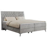 BOXBETT MILEN 200/200 Hellgrau Velvet - H3 - Hellgrau, Holz/Textil (200/200cm) - MKS