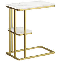 SIDOBORD i MDF och stål, vit - Vit/Guldfärgad, Träbaserade material/Plast (50/30/57.5cm) - HOMCOM