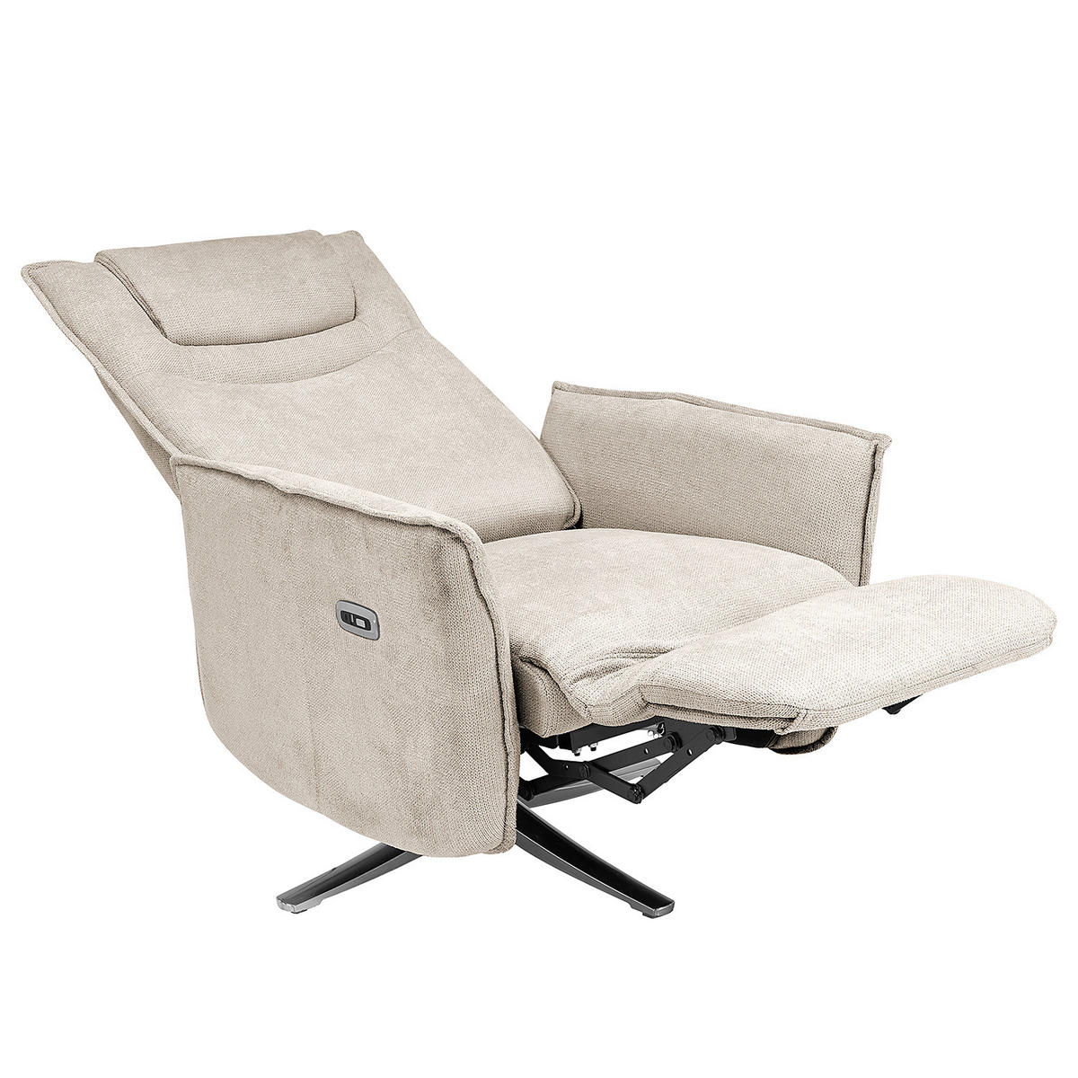 RELAXSESSEL - Microfaser / Metall - Hellgrau / Schwarz - Silberfarben/Hellgrau, Textil/Metall (73/111/85cm) - home24
