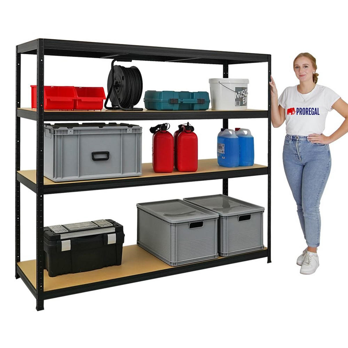 SCHWERLASTREGAL Giant Elephant 160x180x60 cm Fachlast 200 kg Schwarz - Schwarz, Metall (180/160/60cm) - PROREGAL