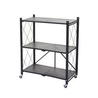 KLAPPREGAL auf Rollen 3 Fachböden Belastbarkeit 150kg 87x72x34 cm Schwarz - Schwarz, Metall (72/87/34cm) - PROREGAL