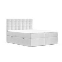 BOXBETT Sansa Hellgrau 160/200 cm mit Taschenmatratze und Topper - Hellgrau/Schwarz, Holz/Holzwerkstoff (160/200cm) - Maison de Reve