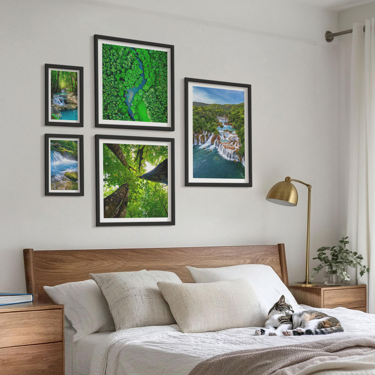 WANDBILDER 5er-Set - 50x50 cm & 20x30 cm & 40x60 cm Schwarzer Rahmen - Strandwellen, Himmelsbrücke, Spaziergang - Schwarz, Kunststoff (40/60cm) - ArtPrintCave
