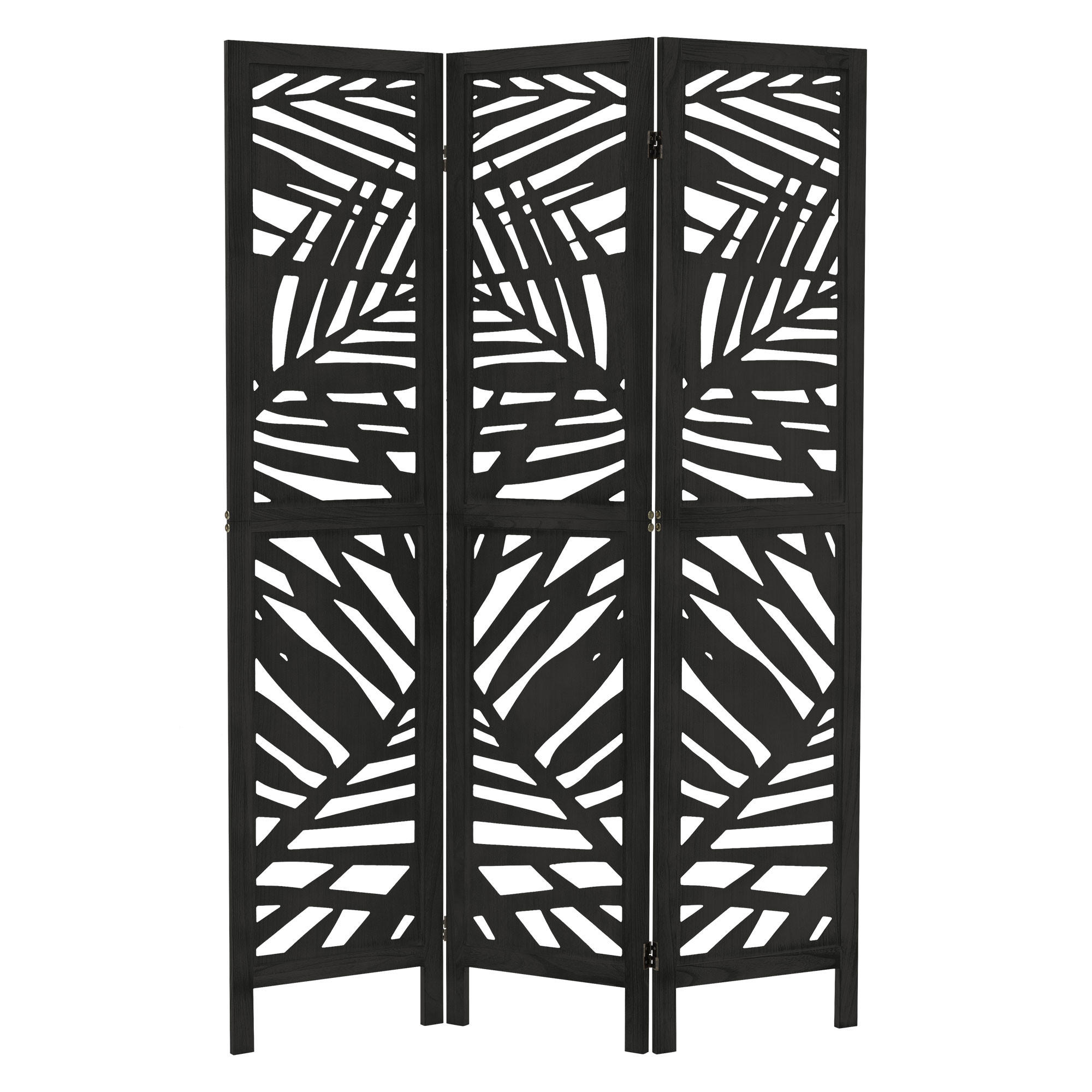 ML-DESIGN PARAVÁN, 3dílný, Kyoto, 170 × 121 cm, černý, ze dřeva