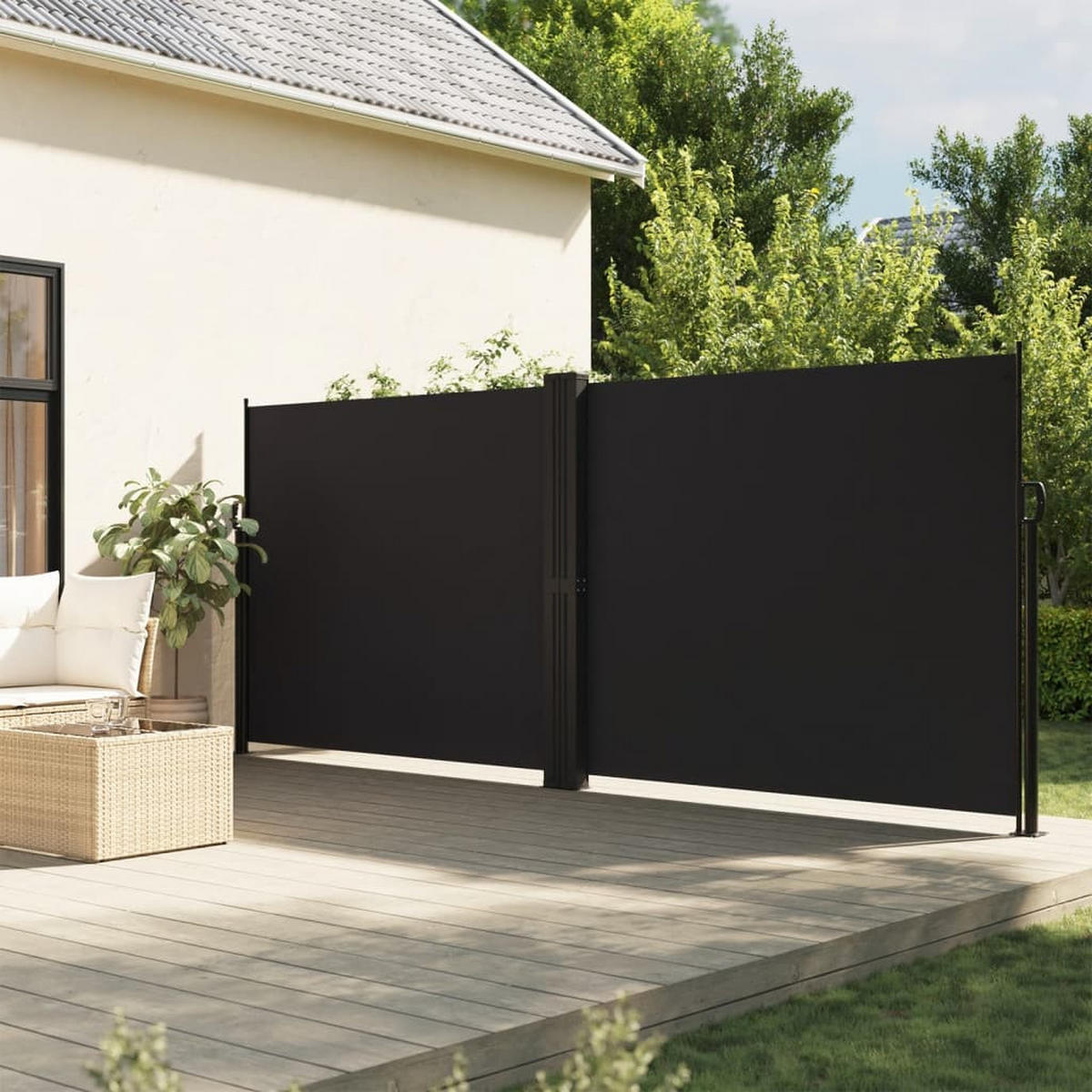 SEITENMARKISE Ausziehbar Schwarz 160x1200 cm - Schwarz, Textil (1200/160/1200cm) - furnicato