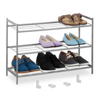 SCHUHREGAL - Silberfarben, Kunststoff/Metall (70/50/26cm) - Relaxdays