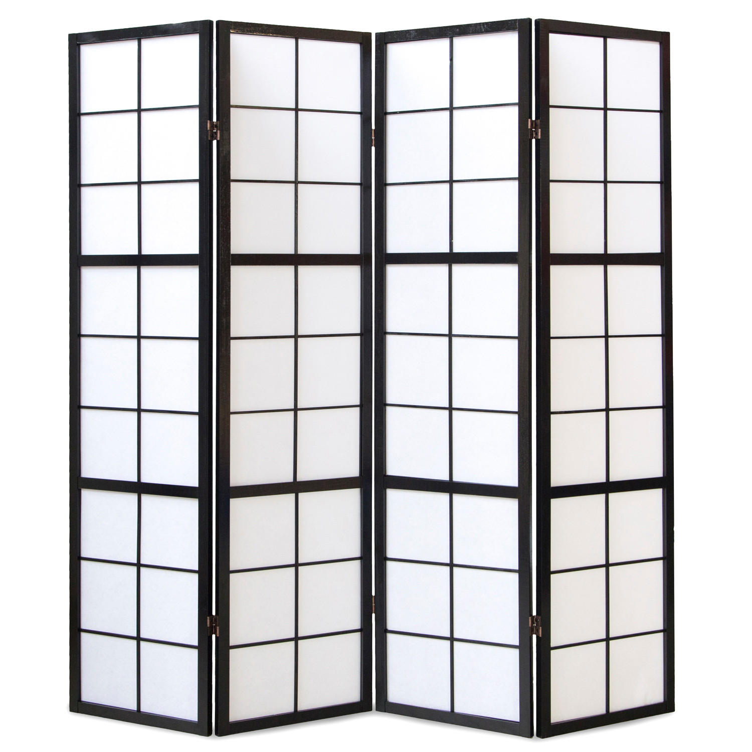 PARAVENT 4-tlg. 176/175 cm Schwarz Shoji - Schwarz, Holz (176/175/2cm) - Homestyle4u