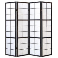 PARAVENT 4-tlg. 176/175 cm Schwarz Shoji - Schwarz, Holz (176/175/2cm) - Homestyle4u