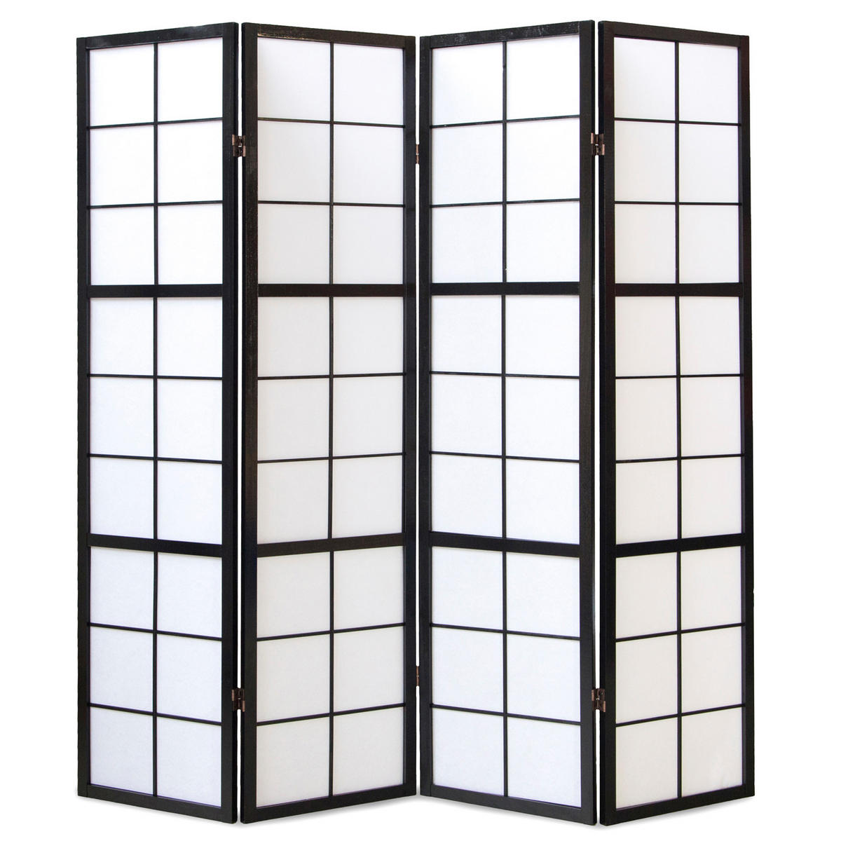 PARAVENT 4-tlg. 176/175 cm Schwarz Shoji - Schwarz, Holz (176/175/2cm) - Homestyle4u