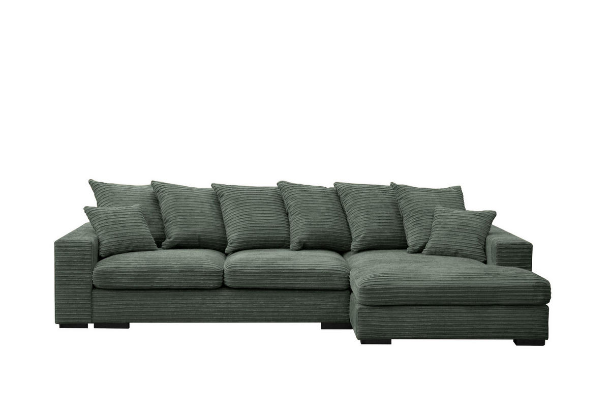 ECKSOFA Mit Schlaffunktion Und Bettkasten Couch L-form Gabon Stoff Zoom Grün Rechts - Grün, Holz (285/155cm) - Kaiser Möbel