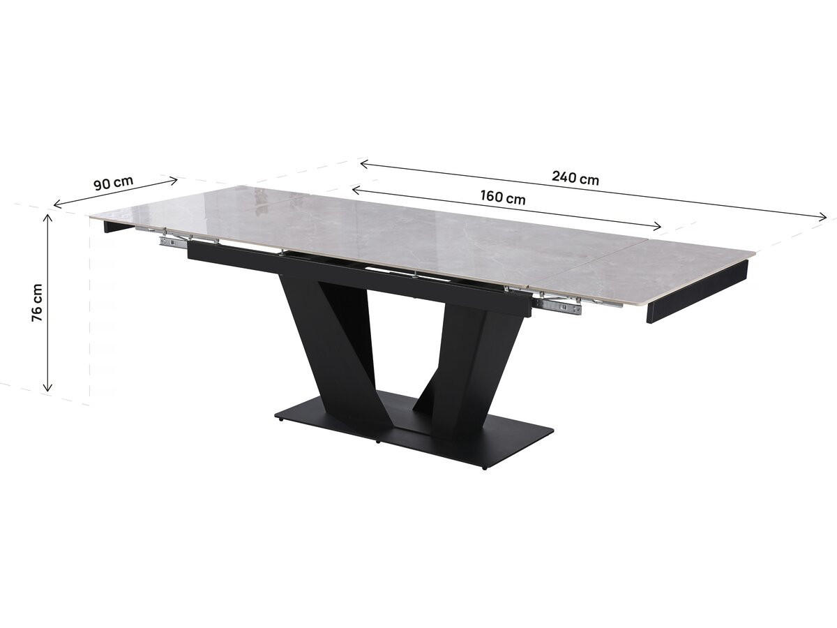 ESSTISCH Nova Ausziehbar Grau - Grau, Keramik/Metall (90/240/76cm) - Habitat Garten