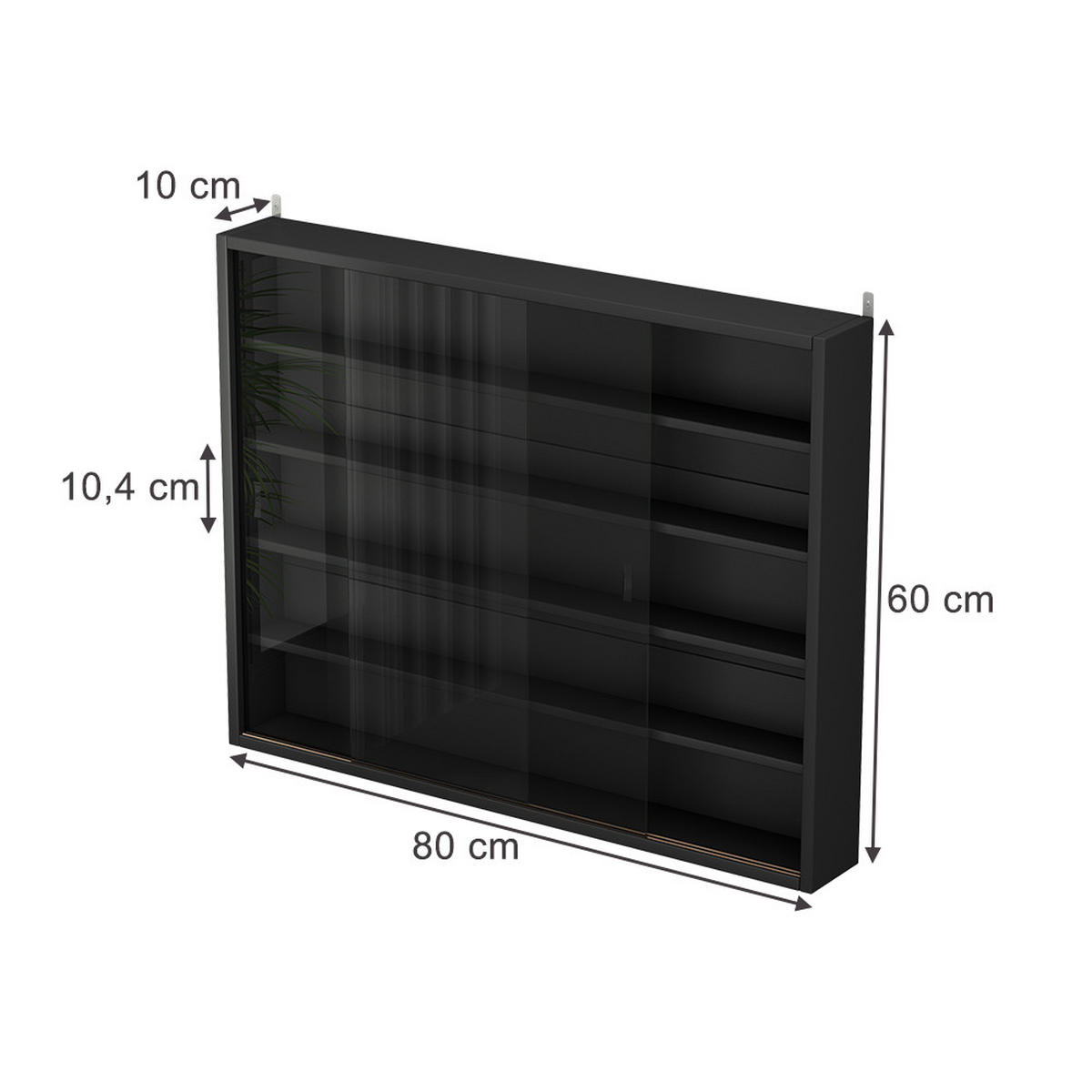 NÁSTĚNNÁ VITRÍNA Showla Černá - černá, kompozitní dřevo (80/60/10cm) - Vicco