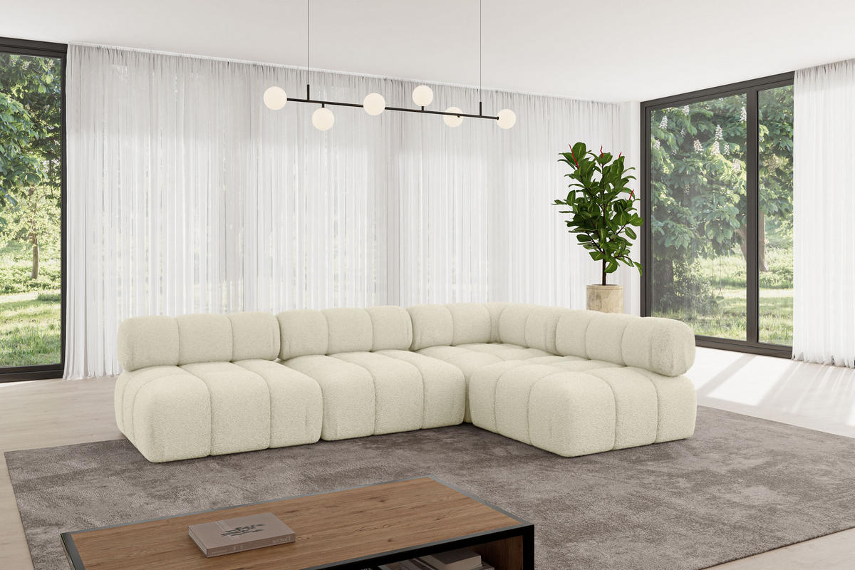 ECKSOFA modulares Sofa Samaro-L2 - 285x190x70 cm Beige Bouclé - Beige, Holzwerkstoff/Textil (285/190cm) - ALTDECOR