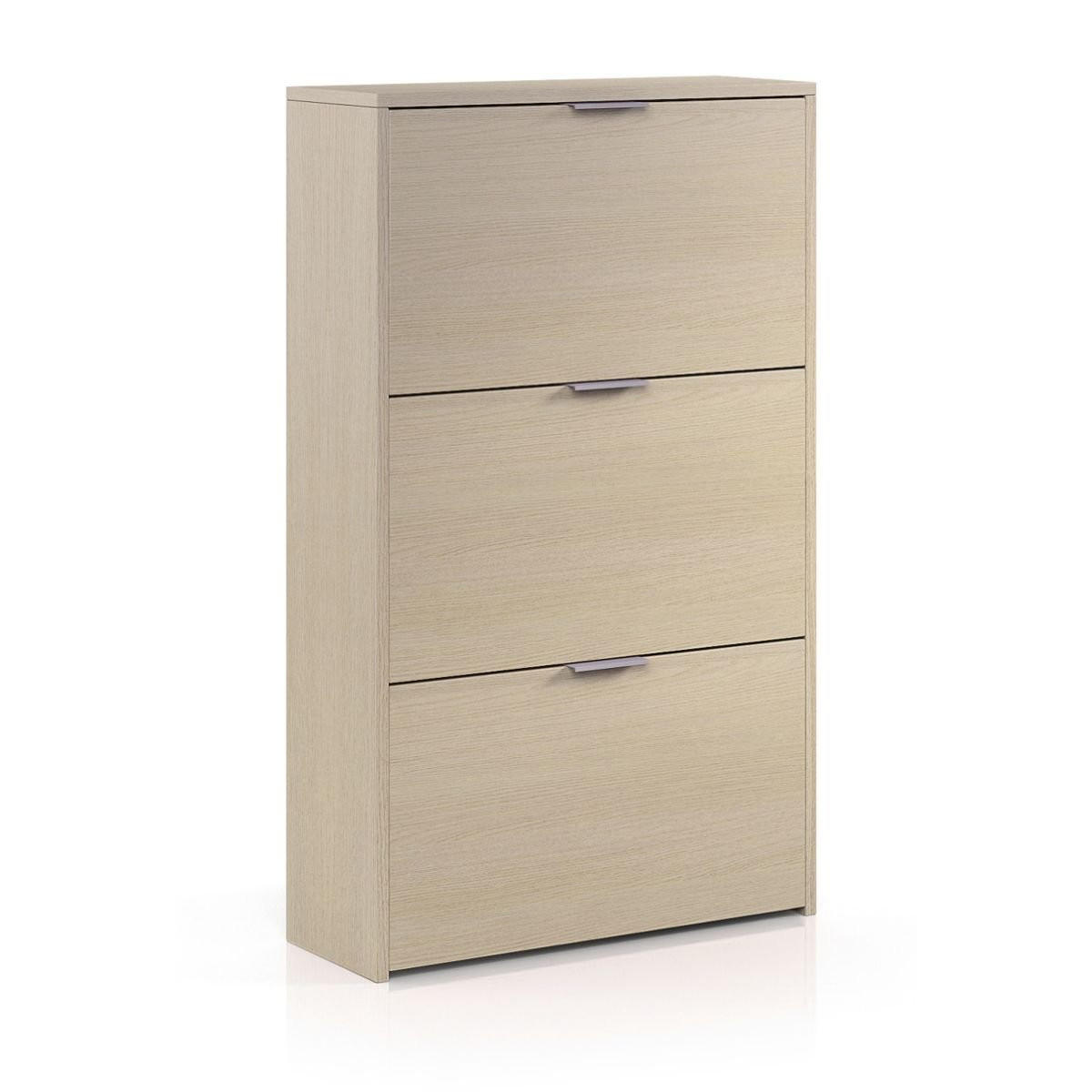 SCHUHSCHRANK 3 Klappen Zapateros - L60 cm - Eichefarben, Holzwerkstoff (22/113/60cm) - Calicosy