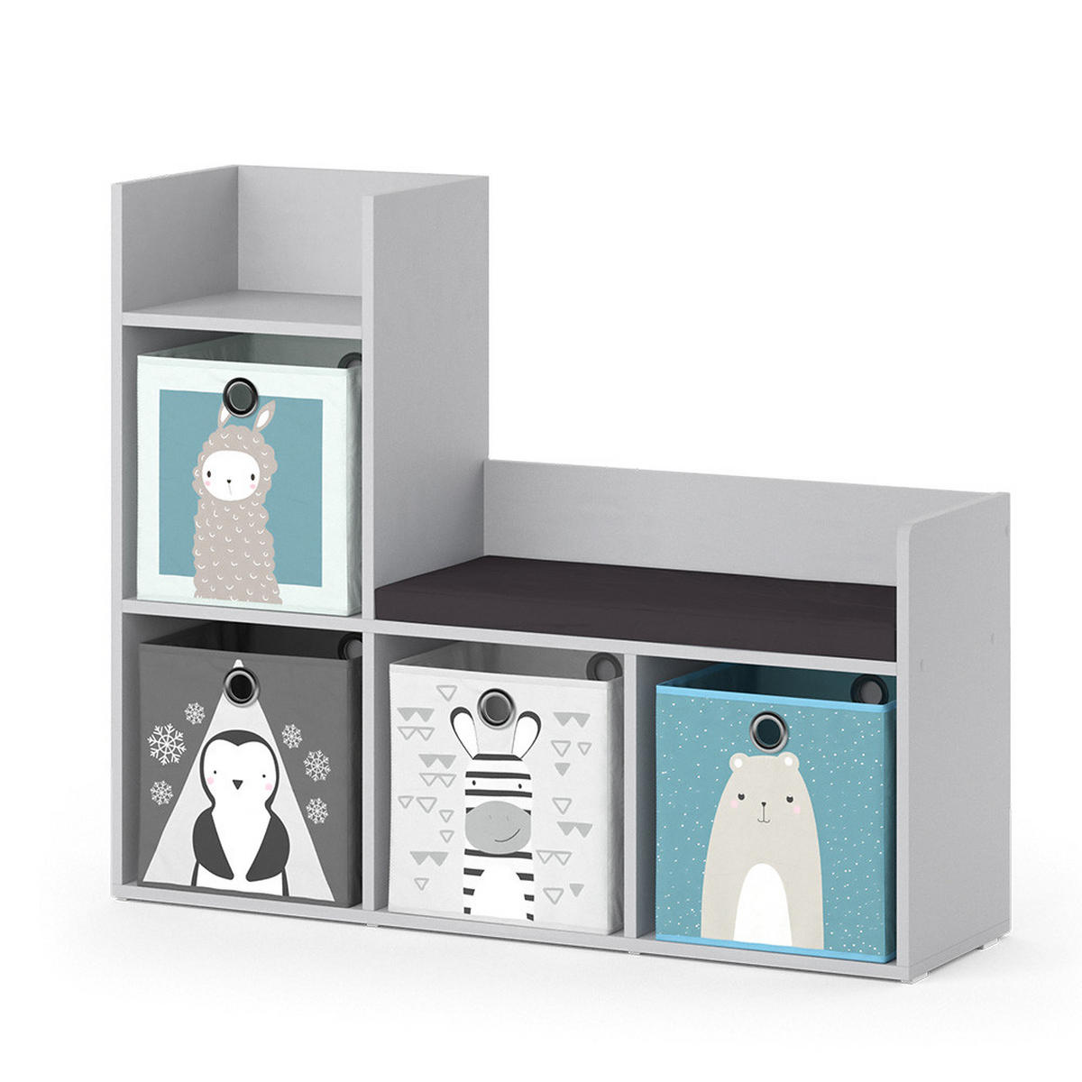 DĚTSKÁ POLICE Luigi Šedá - šedá, kompozitní dřevo (107.2/88.6/30.9cm) - Vicco