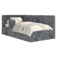 POLSTERBETT TILVO ALTA 90/200 - Grau Cord - Multitaschenfederkernmatratze - Links - Grau, Textil (90/200cm) - MKS