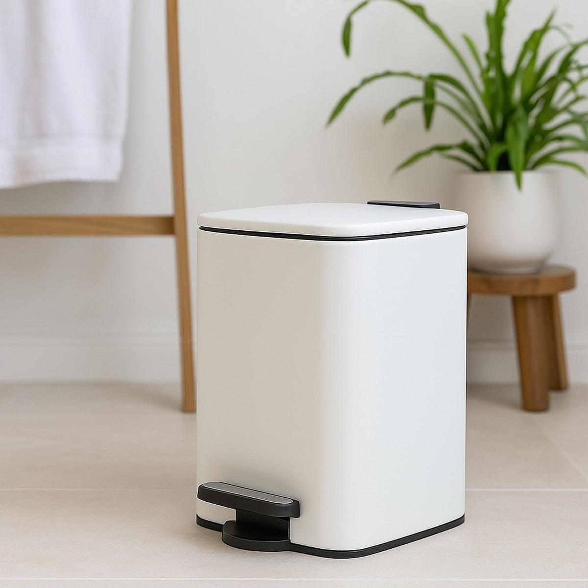 TRETEIMER Natrio 6 l - Weiß, Metall (19.5/25/23.5cm) - NUXIO