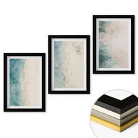 WANDBILDER 3er-Set - 20x30 cm Schwarzer Rahmen - Minimalismus auf Aquarellleinwand - Schwarz, Kunststoff (20/30cm) - ArtPrintCave