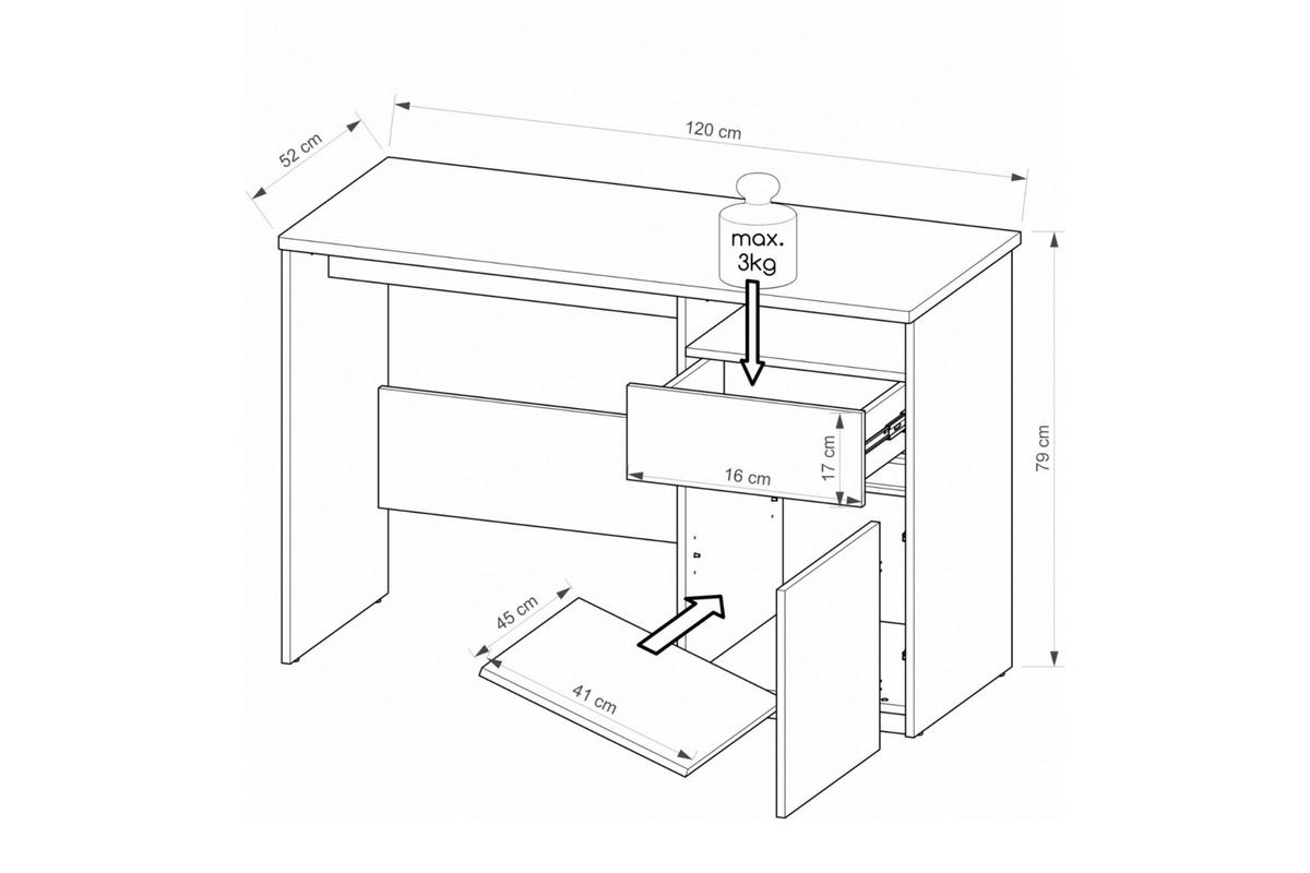 KINDERSCHREIBTISCH ARCO 07 in Weiß Arctic Matt - Weiß, Holzwerkstoff (120/80/52cm) - Deine Möbel 24