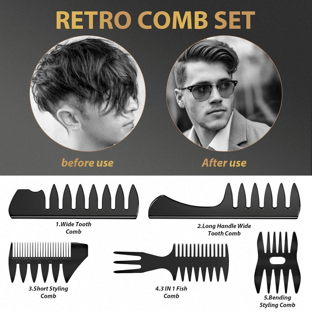 HERREN Haarpflege & Styling Set 7-teilig - Schwarz, Kunststoff (10.8/5.4/24.7cm)