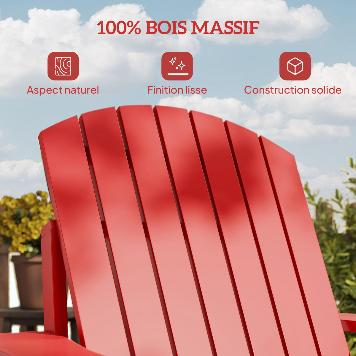 GARTENSTUHL DE-17769 mit integriertem Getränkehalter Rot - Rot, Holz (95/93/72cm) - ComfortXL