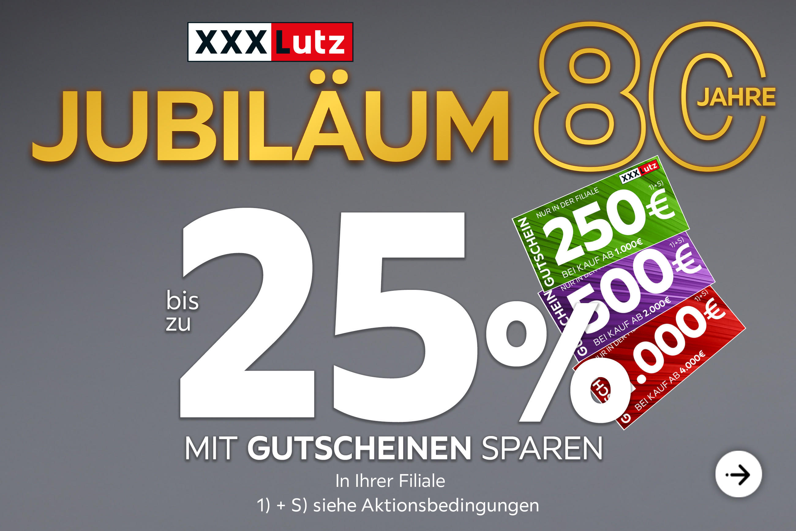 80 Jahre Jubiläum - Bis zu 25% mit Gutscheinen sparen in Ihrer Filiale