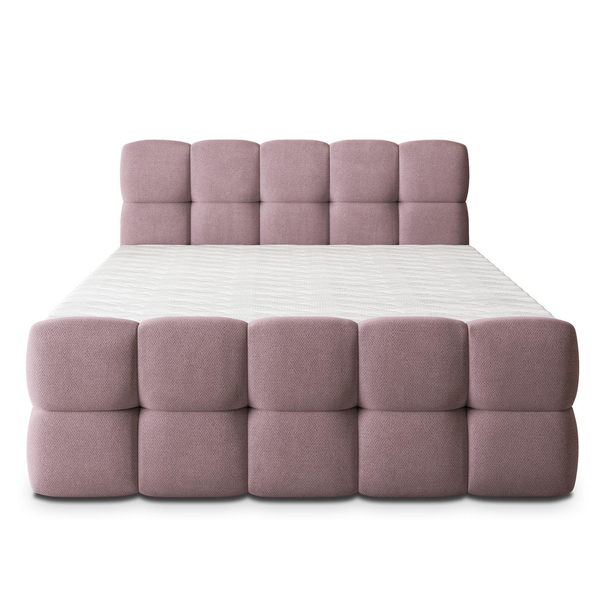 BOXBETT BRUME 160x200 cm mit Matratze und Topper, H2+H3 - Rosa - Rosa, Holz (160/200cm) - MASSENO