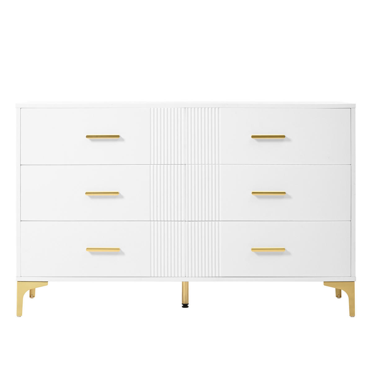 KOMMODE 120/40/76 cm in Weiß mit 6 Schubladen und Wellenfront - Weiß, Holzwerkstoff (120/76/40cm) - Flora Grace