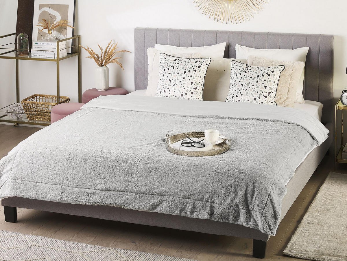 TAGESDECKE Grau 180 x 200 cm Gelik - Grau, Textil (180/200cm) - Beliani