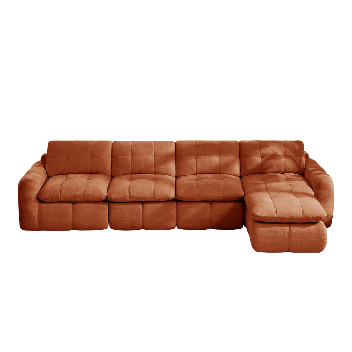 ECKSOFA DE-34464 4-Sitzer L-Form mit Ottoman Orange - Orange, Textil (160/334cm) - ComfortXL
