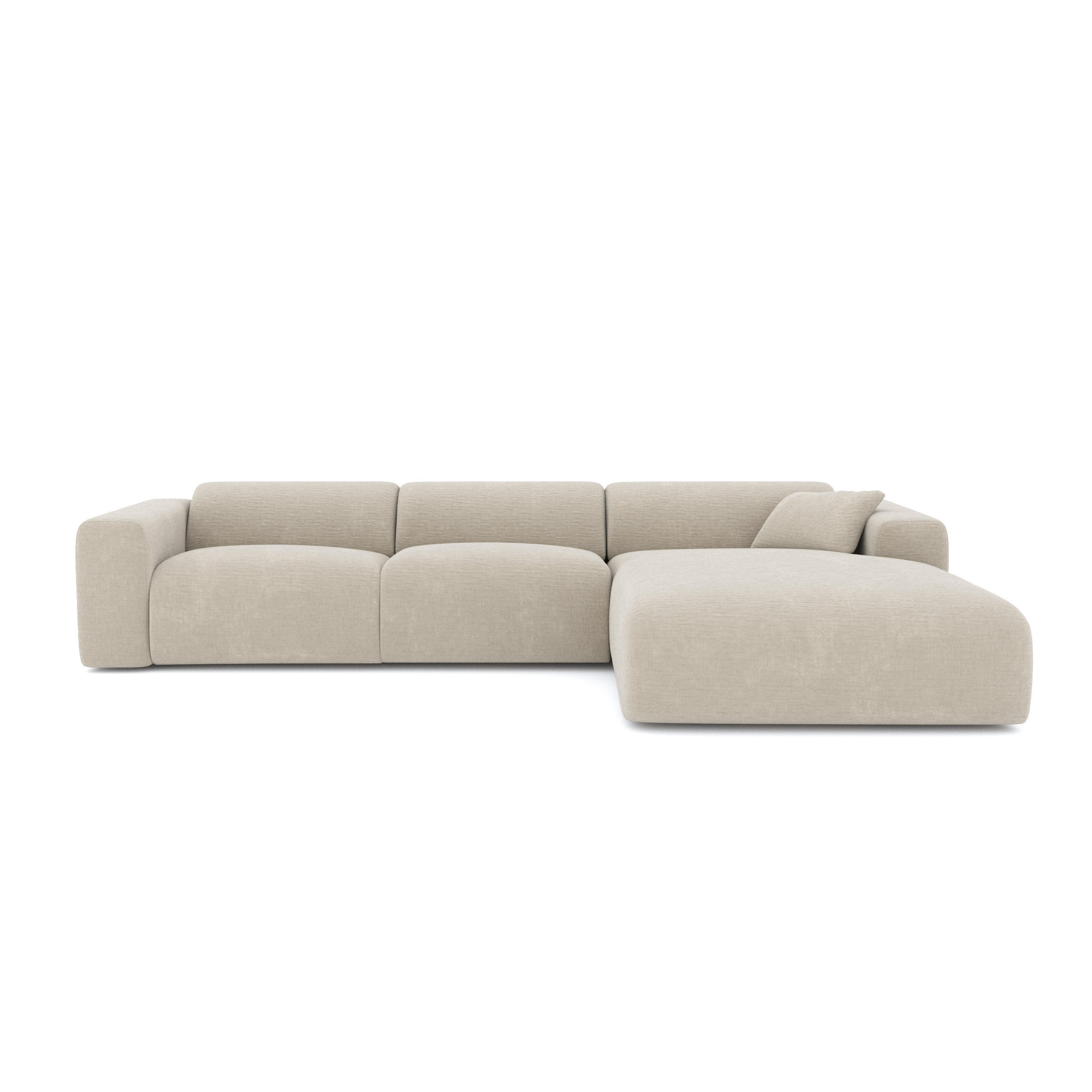 ECKSOFA RECHTS Texturierter Samt Beige 280cm - Beige, Textil (280/95cm) - Sia Home