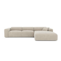 ECKSOFA RECHTS Texturierter Samt Beige 280cm - Beige, Textil (280/95cm) - Sia Home