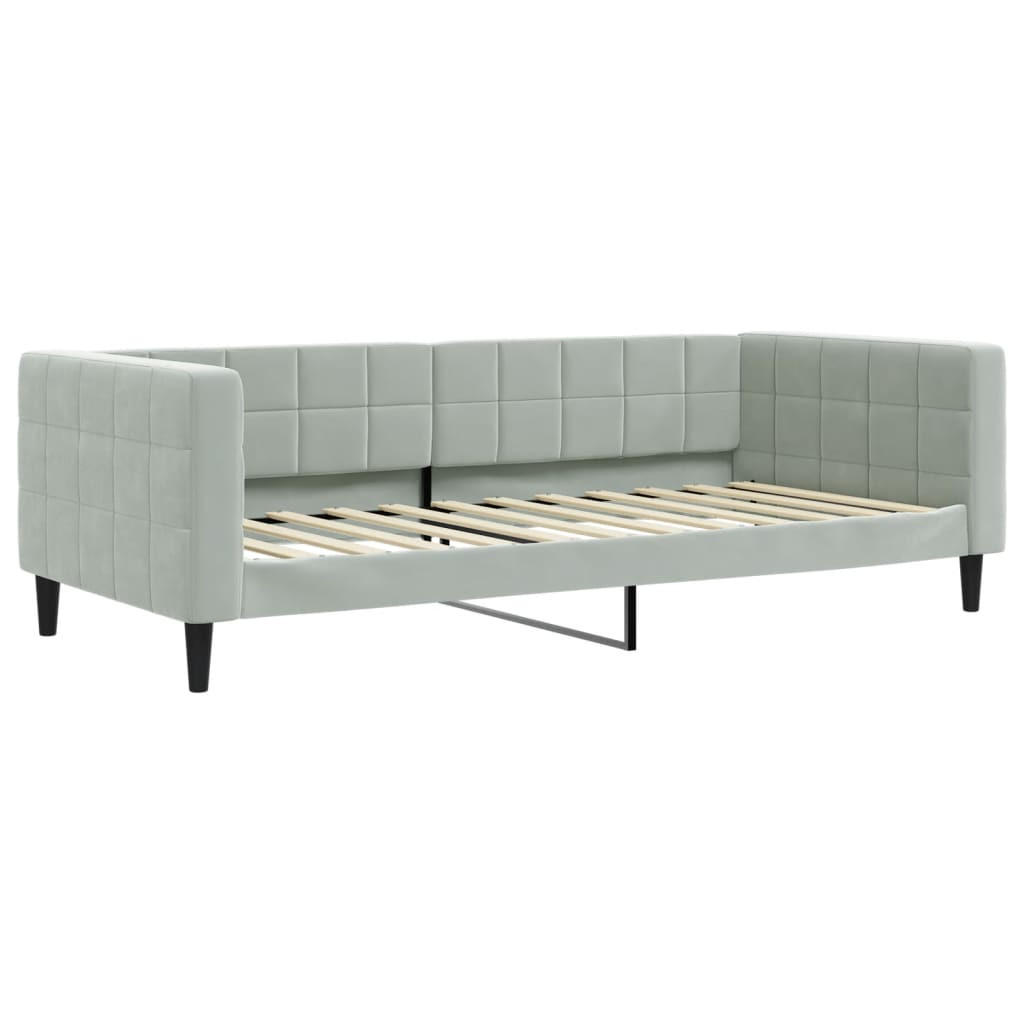 TAGESBETT Hellgrau 90/200 Cm Samt - Grau, Holz (90/200cm) - vidaXL